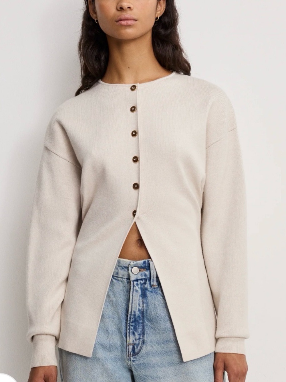 Good American Exaggerated Sleeve Cardigan Sweater